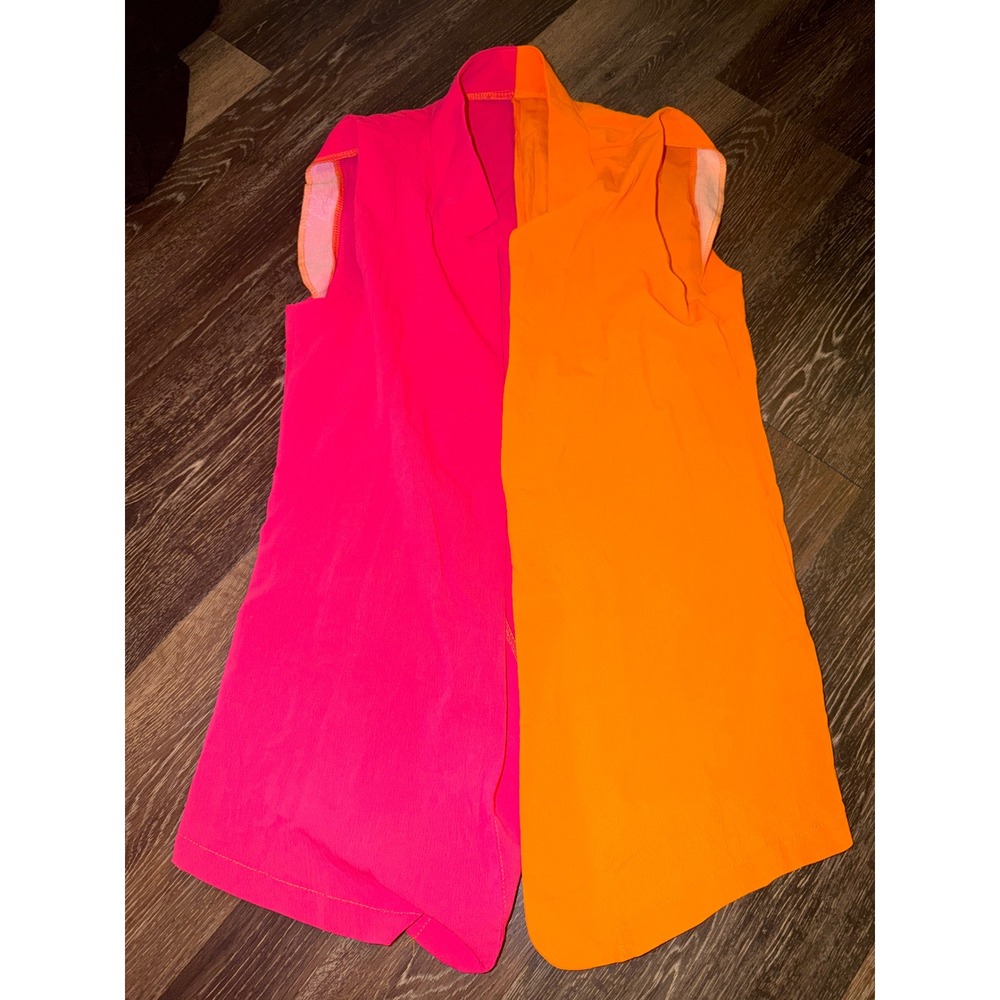 SHEIN Pink‎ Orange Colorblock Sleeveless Blazer Vest XL Two Tone Open Front Top